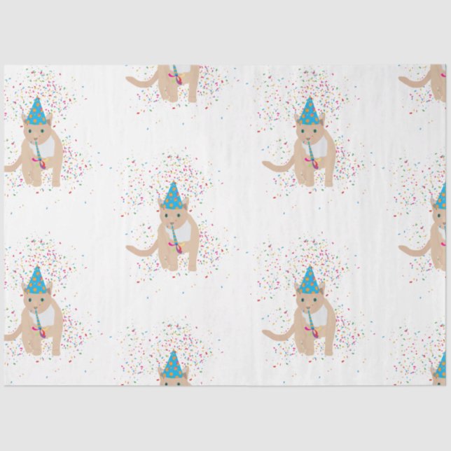 Papel De Seda Animales gatos divertidos que tienen un Fiesta (Anverso)