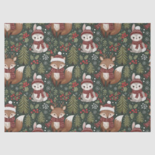 Papel De Seda Animales Lindos del Bosque Patrón de Invierno