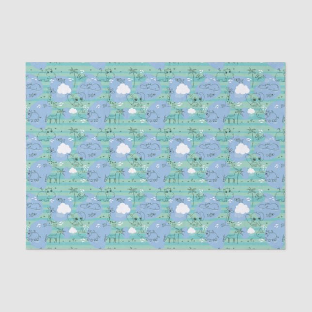 Papel De Seda Animales lindos que juegan con agua 3 (Anverso)