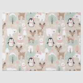 Papel De Seda Animales Mágicos del Bosque Invernal