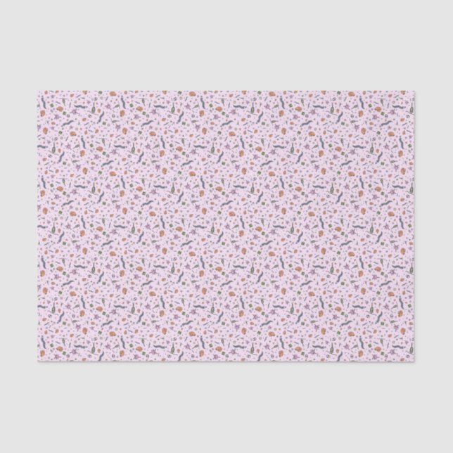 Papel De Seda Animales microscópicos en rosa (Anverso)