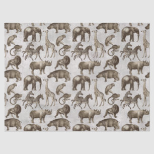 Papel De Seda Animales Safari en desenlace gris claro