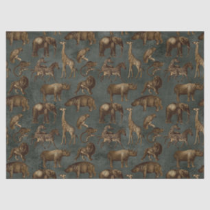 Papel De Seda Animales Safari en un oscuro desenlace verde