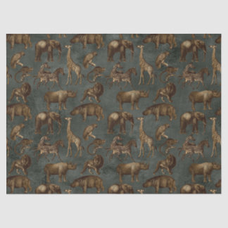 Papel De Seda Animales Safari en un oscuro desenlace verde