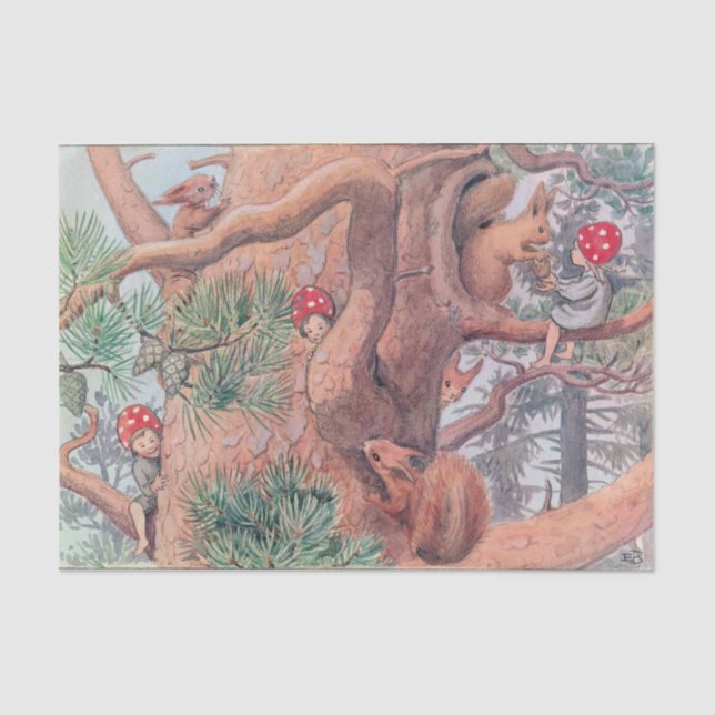 Papel De Seda Animales y niños de Woodland Elsa Beskow (Anverso)