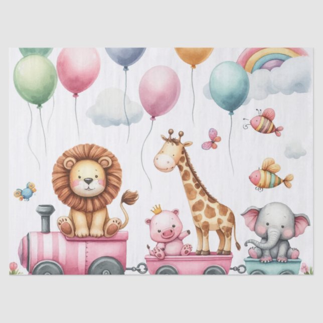 Papel De Seda Animals pink birthday Large Gift Bag  (Anverso)