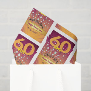 Papel De Seda Aniversario de 60 Días Sobrio Número en Negrita