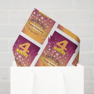 Papel De Seda Aniversario de Recuperación de 4 Meses Número en N