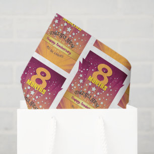 Papel De Seda Aniversario de Recuperación de 8 Meses Número en N