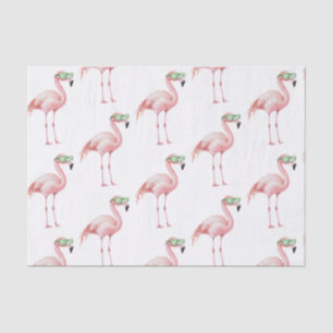 Papel De Seda Aniversario del Flamingo Rosa Verde