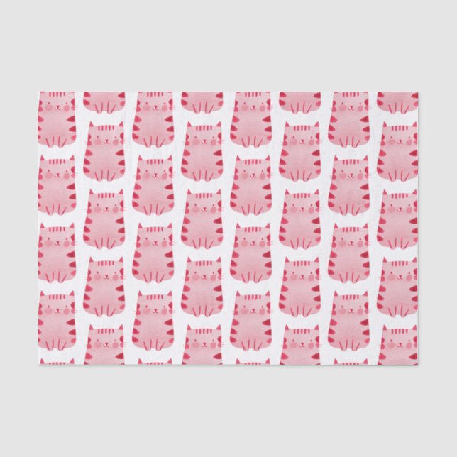 Papel De Seda Aniversario del gato blanco rosado (Anverso)