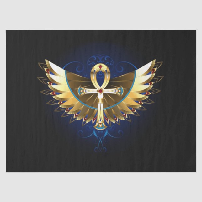 Papel De Seda Ankh de oro con alas (Anverso)