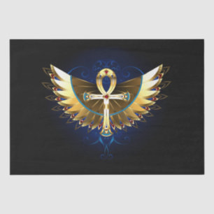 Papel De Seda Ankh de oro con alas