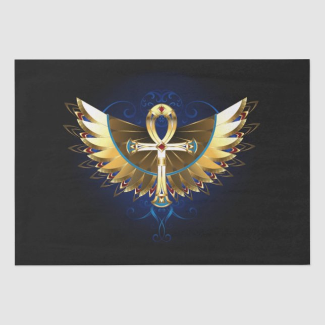 Papel De Seda Ankh de oro con alas (Anverso)