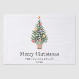 Papel De Seda Año de familia de árbol de Navidad minimalista