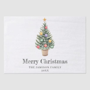 Papel De Seda Año de familia de árbol de Navidad minimalista