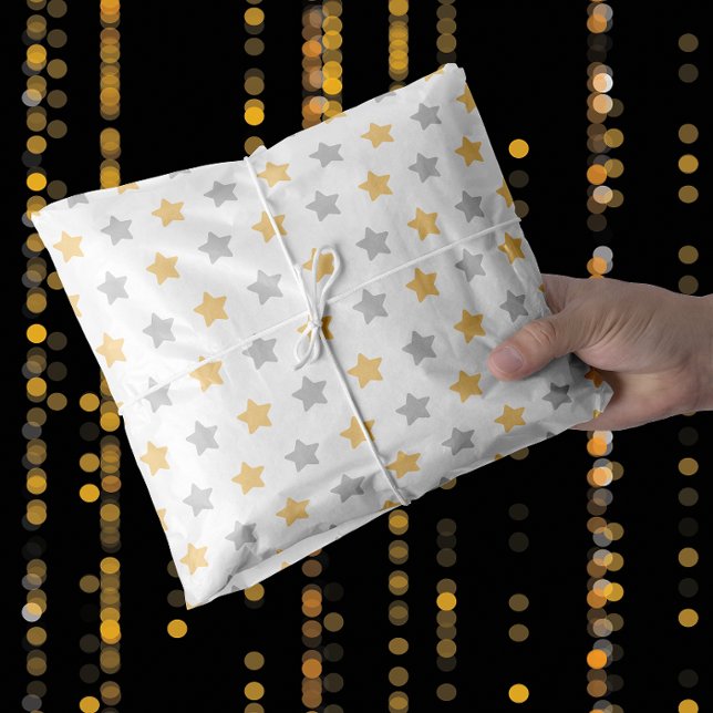 Papel De Seda Año Nuevo Feliz de Oro y Gris (Gold and Grey Happy New Year Tissue Paper)