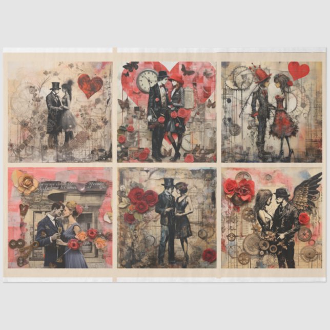 Papel De Seda Antecedentes de medios mixtos románticos Valentine (Anverso)