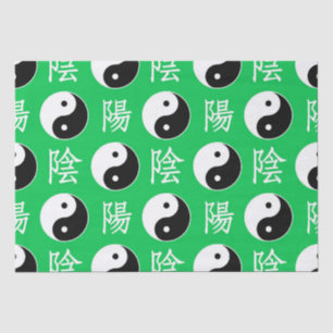 Papel De Seda Antecedentes verdes Patrón chino de Yinyang