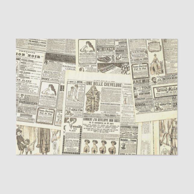 Papel De Seda antigua composición de periódico (Anverso)