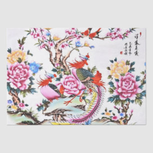 Papel De Seda Antiguas Aves Florales Chinas Decoupage Chinoiseri