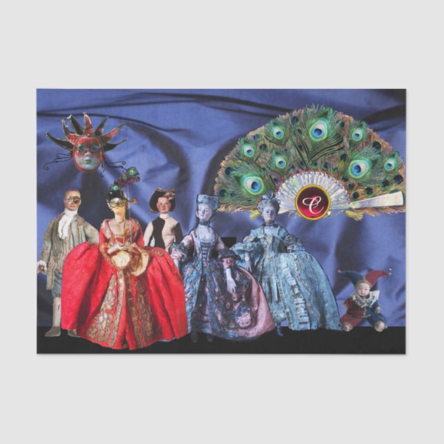 Papel De Seda ANTIGUAS BOMBAS ITALIANAS, MÁSCARAS MASQUERADAS Az (Anverso)