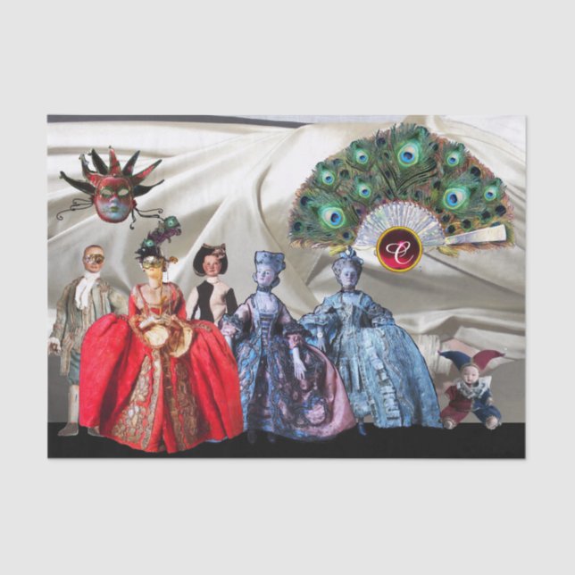 PAPEL DE SEDA ANTIGUAS BOMBAS ITALIANAS, MÁSCARAS MASQUERADAS DE (Anverso)