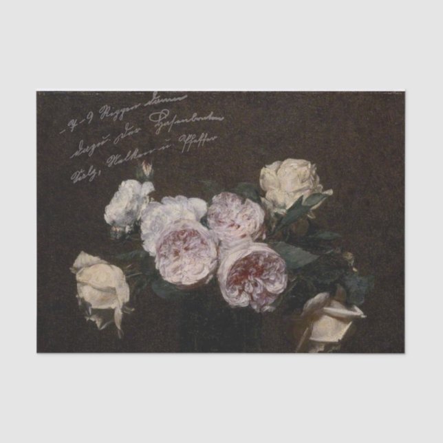 Papel De Seda Antiguas florals con guión (Anverso)