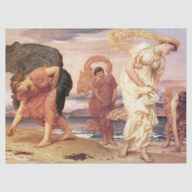 Papel De Seda Antiguas griegas recogiendo guijarros en una playa (Anverso)