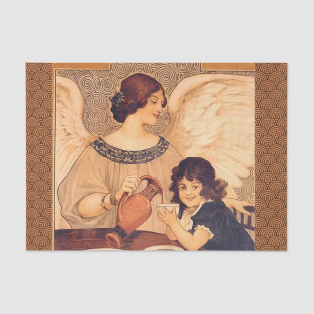 Papel De Seda Antigüedad francesa de Chocolate Angel (Anverso)