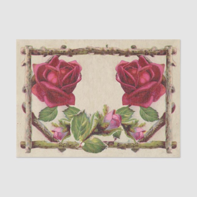 Papel De Seda Antigüedad victoriana antigua rosa rústica (Anverso)