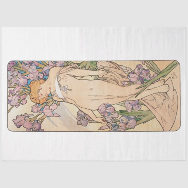 Papel De Seda Antiguo Alphonse Mucha Art Nouveau (Anverso)
