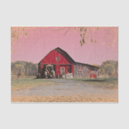 Papel De Seda Antiguo antiguo granero rojo rústico