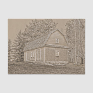 Papel De Seda Antiguo antiguo Rústico Sepia Tone Old Barn
