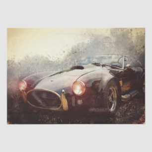 Papel De Seda Antiguo clásico Cobra Sports Car Watercolor Decoup