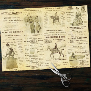 Papel De Seda Antiguo Ephemera de Vintage Lady Ads Ecuestre
