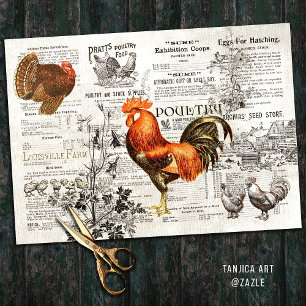 Papel De Seda Antiguo gallo de cosecha de gallos de cosecha de g