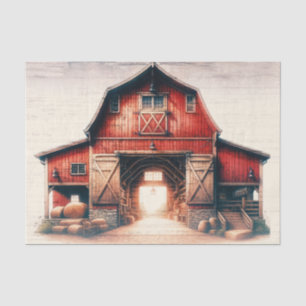 Papel De Seda Antiguo Granero Rojo Boda Rústica de Campo