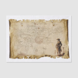 Papel De Seda Antiguo mapa pirata del Caribe en desembarco