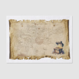 Papel De Seda Antiguo mapa pirata tesoro brújula del pecho