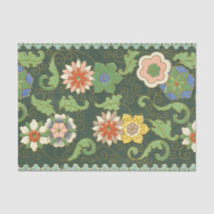 Papel De Seda Antiguo patrón chino de cloisonné: jade verde