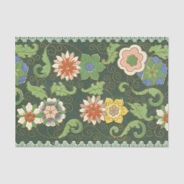 Papel De Seda Antiguo patrón chino de cloisonné: jade verde (Anverso)