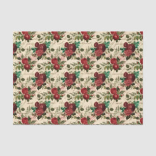 Papel De Seda Antiguo patrón de rosa roja estilo clásico