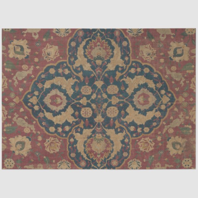 Papel De Seda Antiguo patrón rojo persa (Anverso)