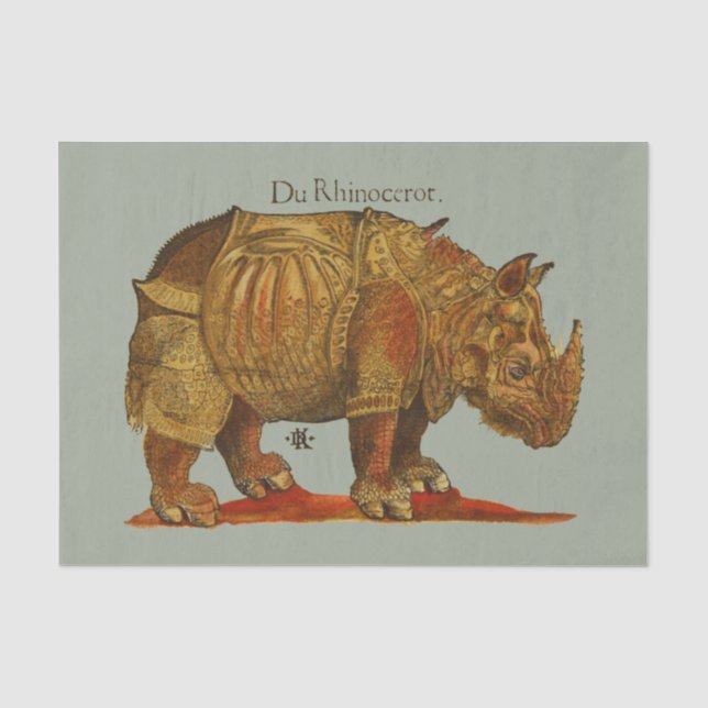 Papel De Seda Antigüo rinoceronte durer (Anverso)