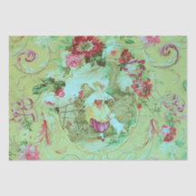 Antiguo Toile Victoriano Sage Green Decoupage