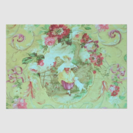 Papel De Seda Antiguo Toile Victoriano Sage Green Decoupage