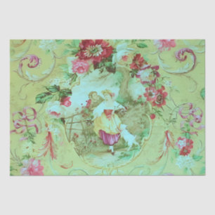 Papel De Seda Antiguo Toile Victoriano Sage Green Decoupage