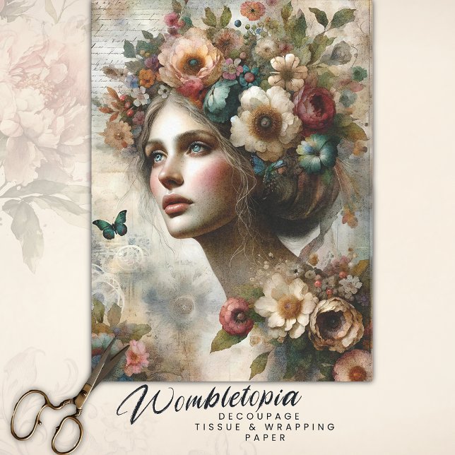 Papel De Seda Antiguo y caprichoso floral Lady Ephemera Bouquet (Subido por el creador)