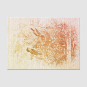 Papel De Seda Antiguos pájaros de época franceses Naranja rojo n